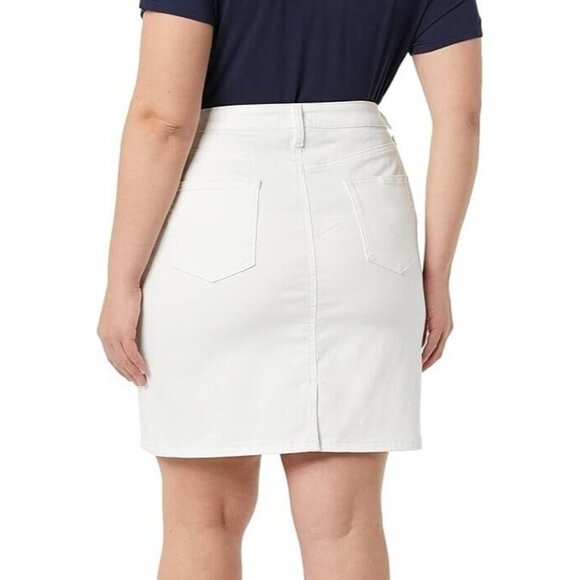 Amazon Essentials Classic 5-Pocket Denim Skirt White Stretch Above Knee Size 16 - Picture 2 of 10